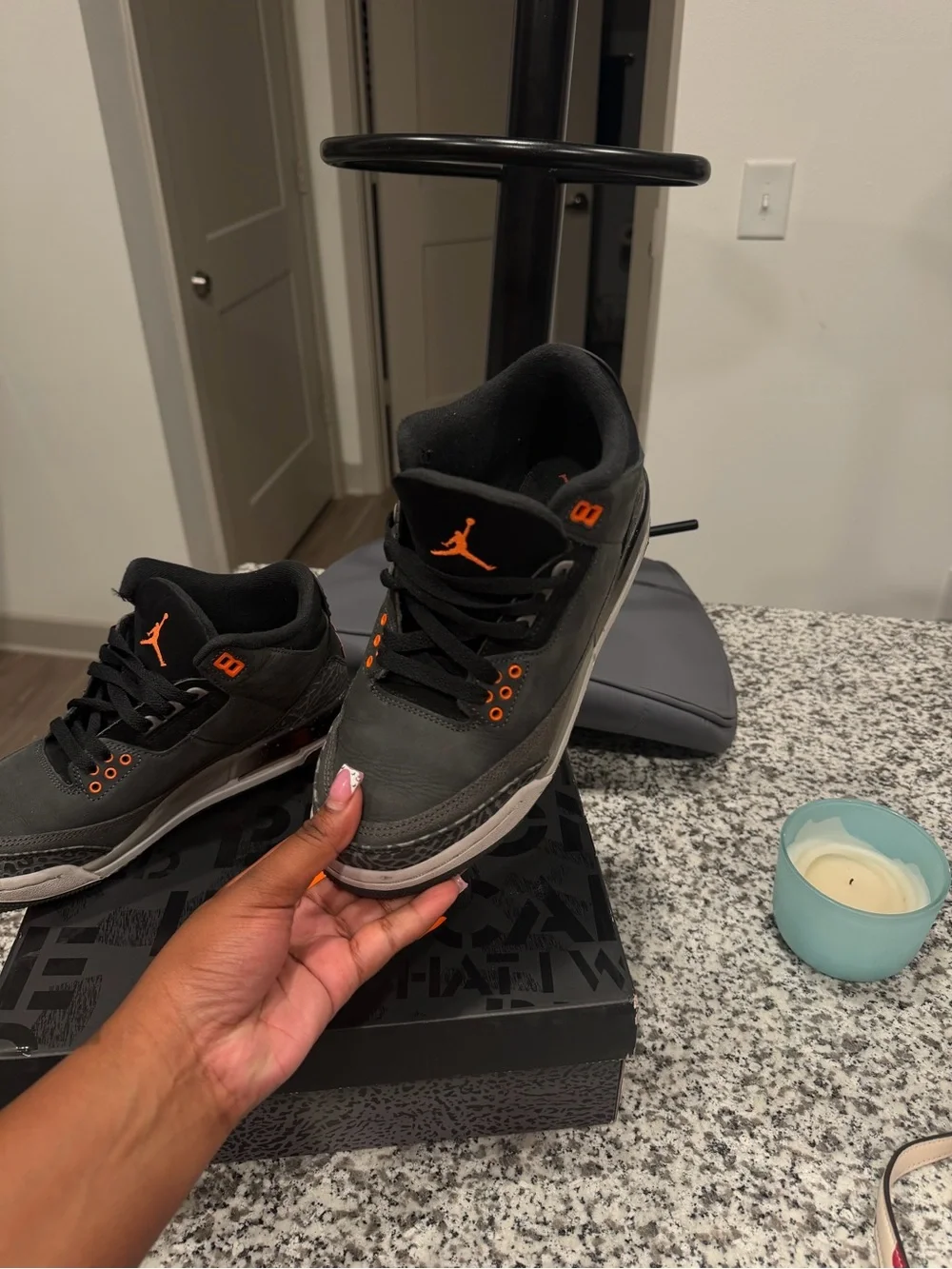 Jordan Retro Sneakers in Black and Orange Accents